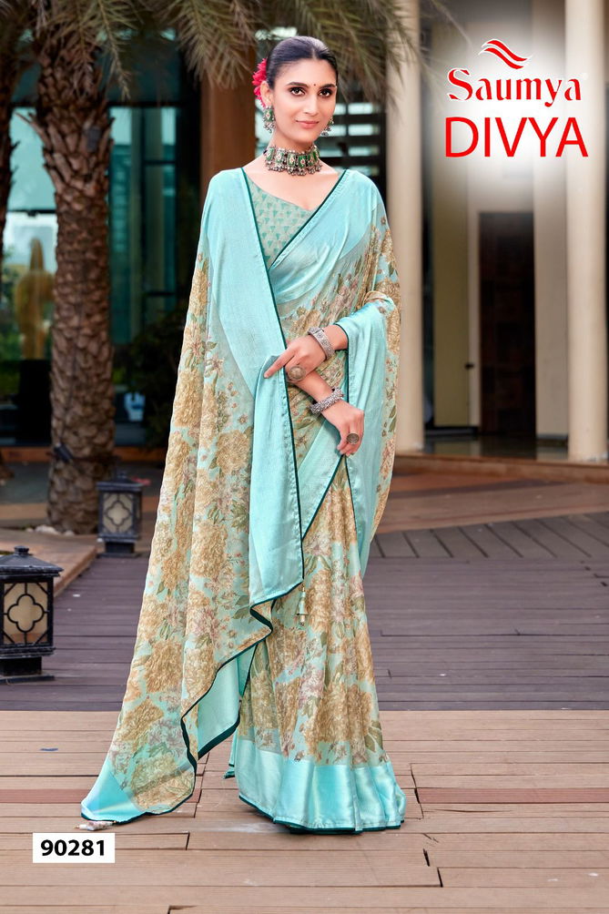 Divya By Saumya Chiffon Brasso Printed Sarees Wholesale Shop In Surat